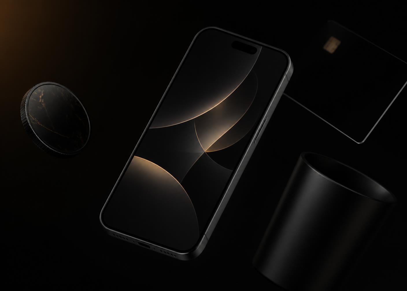 Premium dark scene with a smartphone, coin and card representing social media income
